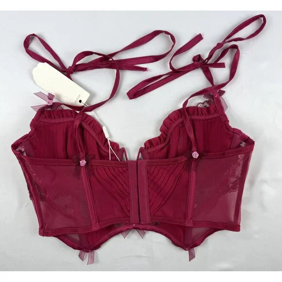 NWT For Love And Lemons Colette Bustier Burgundy size M - Picture 9 of 9